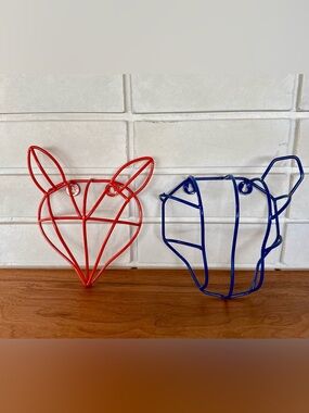 Land of Nod Bear & Fox Wall Hooks * Set of 2 * Coated Wire * MCM Vibe